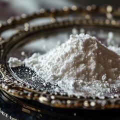 close up of a powdered sugar looking as cocaine - obrazy, fototapety, plakaty
