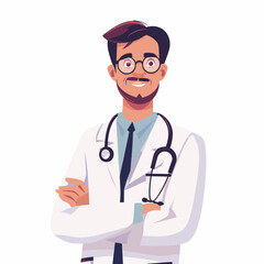 Handsome male doctor, vector in minimalism