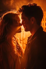 Couple in Intense connection in vibrant light