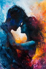 Couple in Intense connection in vibrant light