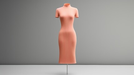 Minimalistic view of a Peach Fuzzcolored knit dress, featuring a subtle ribbed design and a flattering silhouette.