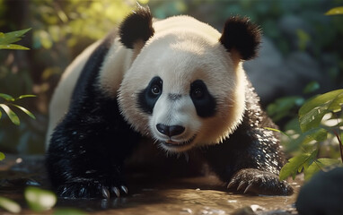 Giant panda in wildlife