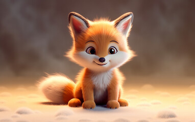 Obraz premium 3D cute baby fox