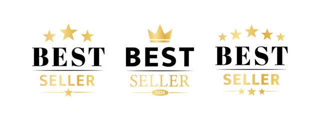 Set of best seller emblem design. Award badges for best seller. Vector illustration - obrazy, fototapety, plakaty