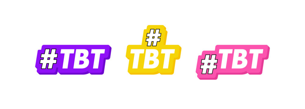 Set of Tbt hashtag for social media. Thursday throwback. Hashtag for photos or videos that evoke pleasant nostalgic memories. Vector illustration