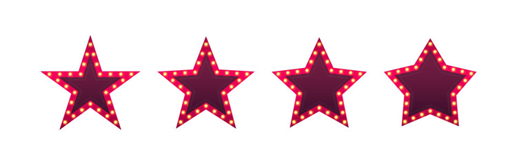 Set of retro lightbox in star shape. Star design for hotel, rating, event, show. Vector illustration © NazArt