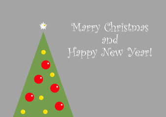 Christmas Magic: Light Grey Background, Green Tree, and Shining Star