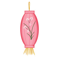 Rote chinesische Laterne mit Blumen muster , Chinesische Neu Jahr, Wasserfarbe,illustration	