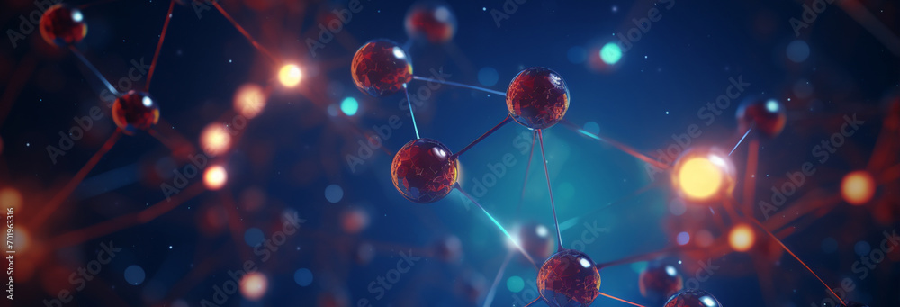 Poster Connection from molecules on a blue background