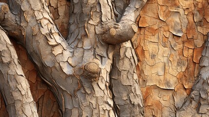 A close up of the fig trees textured bark -Generative Ai