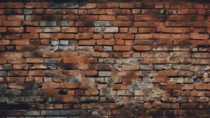 Macro shot of a heavily textured, antique brick wall