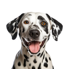 Happy Dalmatian in Half-Body Close-Up Picture, Isolated on Transparent Background, PNG
