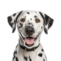 Close-up Snapshot of a Joyful Dalmatian, Upper Half, Isolated on Transparent Background, PNG