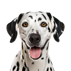 Up-Close Photo Featuring a Cheerful Dalmatian, Half-Length, Isolated on Transparent Background, PNG