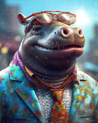 Fancy cool hippo