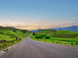 Winding road over the  lesotho highlands, Mantsa, Kingdom of Lesotho