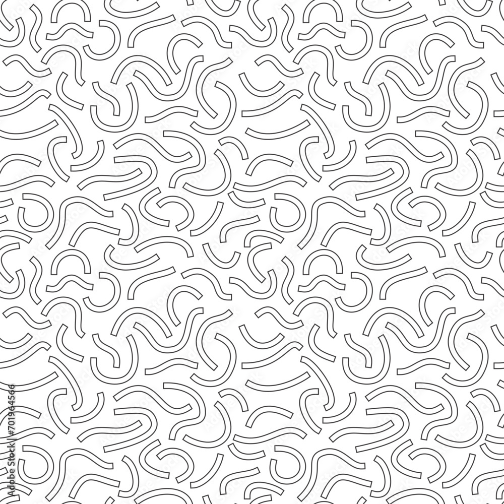 Poster monochrome geometric seamless pattern. black outline curved lines