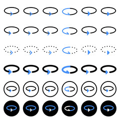 Arrow icon related to circulation and direction.
