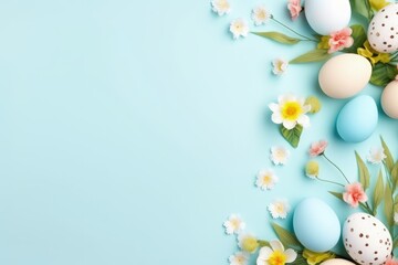 Obraz na płótnie Canvas Celebrate easter joy: a delightful mockup with copy space frame, capturing essence of springtime festivities and renewal of hope in stylish and festive design for cards, displays, creative projects.