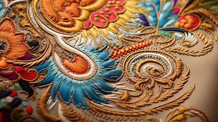 Detailed shot of intricate embroidery on a fabric
