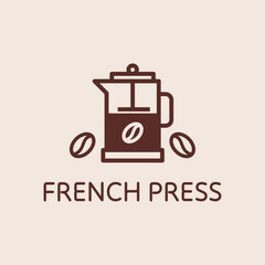 Aromatic Elegance: Embrace Rich Flavors with Our French Press Coffee Maker Logo Design!