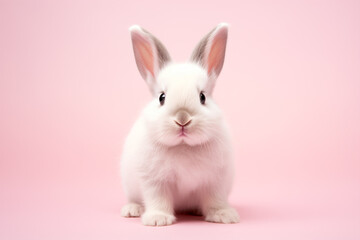 Cute Little Bunny on Pink Background