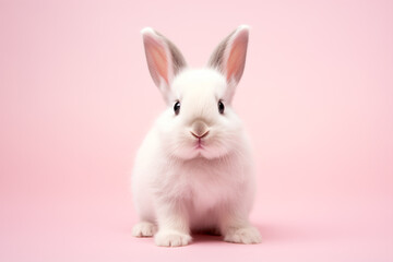 Obraz premium Cute Little Bunny on Pink Background