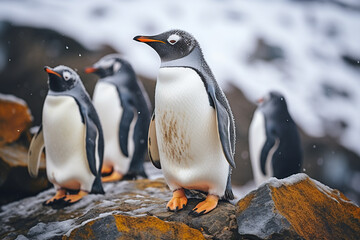 Antarctica harsh and extreme environment, cold temperatures, strong winds, flora and fauna, penguin, nature and animals snow walrus ice birds fishes.