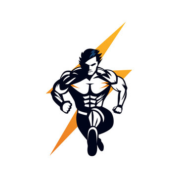 Energized Motion: A Lightning Bolt Symbol of Fitness Power and Strength