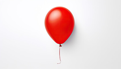 A Vibrant Red Balloon Floating Against a Clean White Wall