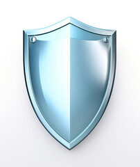 A Shiny Blue Shield on a White Background