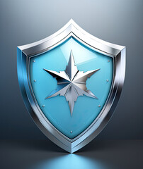 A Blue and Silver Shield With a Star
