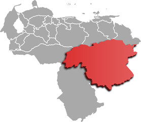 BOLIVAR DEPARTMENT MAP PROVINCE OF VENEZUELA 3D ISOMETRIC MAP