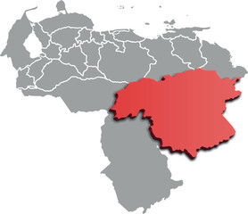 Obraz premium BOLIVAR DEPARTMENT MAP PROVINCE OF VENEZUELA 3D ISOMETRIC MAP