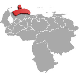 FALCON DEPARTMENT MAP PROVINCE OF VENEZUELA 3D ISOMETRIC MAP