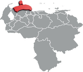 Obraz premium FALCON DEPARTMENT MAP PROVINCE OF VENEZUELA 3D ISOMETRIC MAP