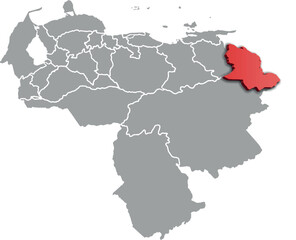 DELTA AMACURO DEPARTMENT MAP PROVINCE OF VENEZUELA 3D ISOMETRIC MAP