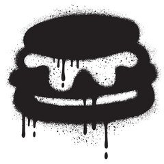 Burger logo in urban graffiti style with black spray paint. vector illustration. - obrazy, fototapety, plakaty