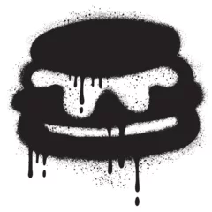 Foto op Aluminium Burger logo in urban graffiti style with black spray paint. vector illustration. © tedi