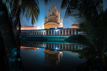 Dakshineswar Kali Temple at night in Kolkata, West Bengal, India. - 701970971