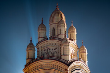 Dakshineswar Kali Temple at night in Kolkata, West Bengal, India.