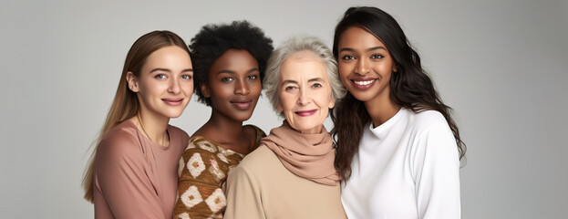 Portrait of multi ethnic and multi generational women studio shot portrait