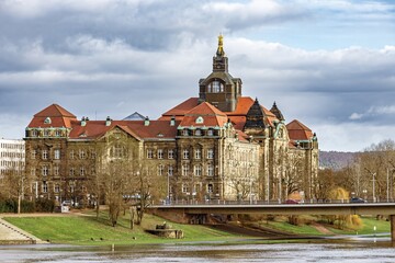State Chancellery in Dresden during Elbe floods in December 2023