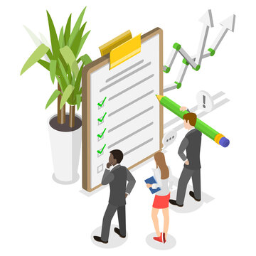 3D Isometric Flat  Illustration of Multi Criteria Analysis, Efficiency Optimization