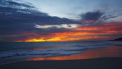 Naklejka na ściany i meble Beautiful sunset beach landscape, Perth Western Australia