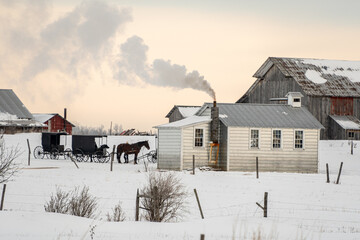 Amish school on a cold winter day