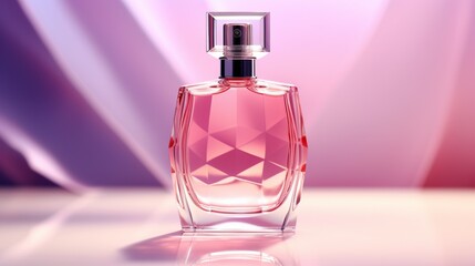 Obraz na płótnie Canvas A rendered image showcasing a pink blank perfume bottle with a focus on its elegant design.