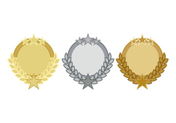 Icono de tres medallas de oro, plata y bronce.  - obrazy, fototapety, plakaty