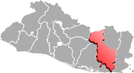 SAN MIGUEL DEPARTMENT MAP PROVINCE OF EL SALVADOR 3D ISOMETRIC MAP