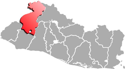 SANTA ANA DEPARTMENT MAP PROVINCE OF EL SALVADOR 3D ISOMETRIC MAP